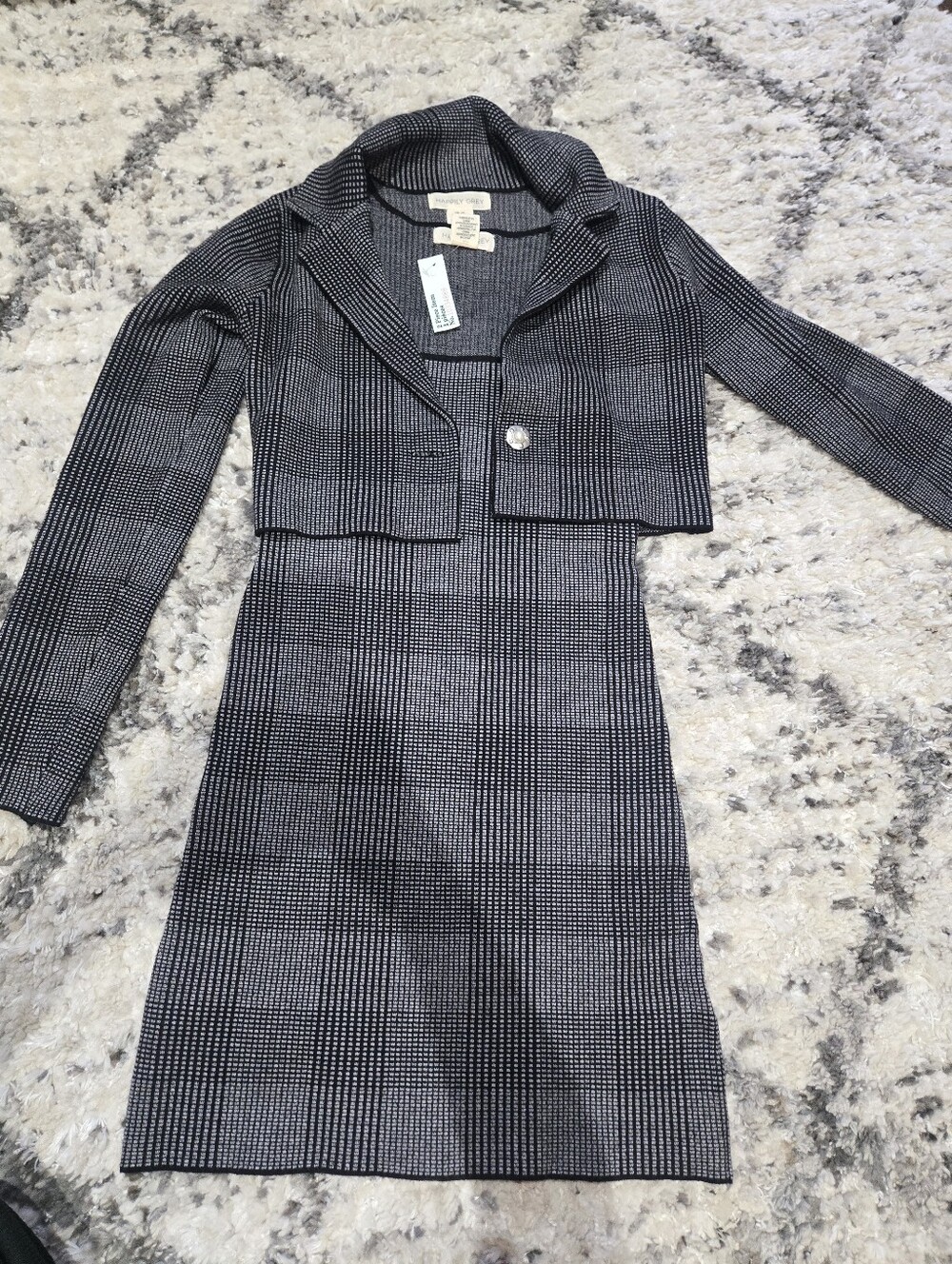 Black & White Houndstooth Dress with Matching Jacket Size XS